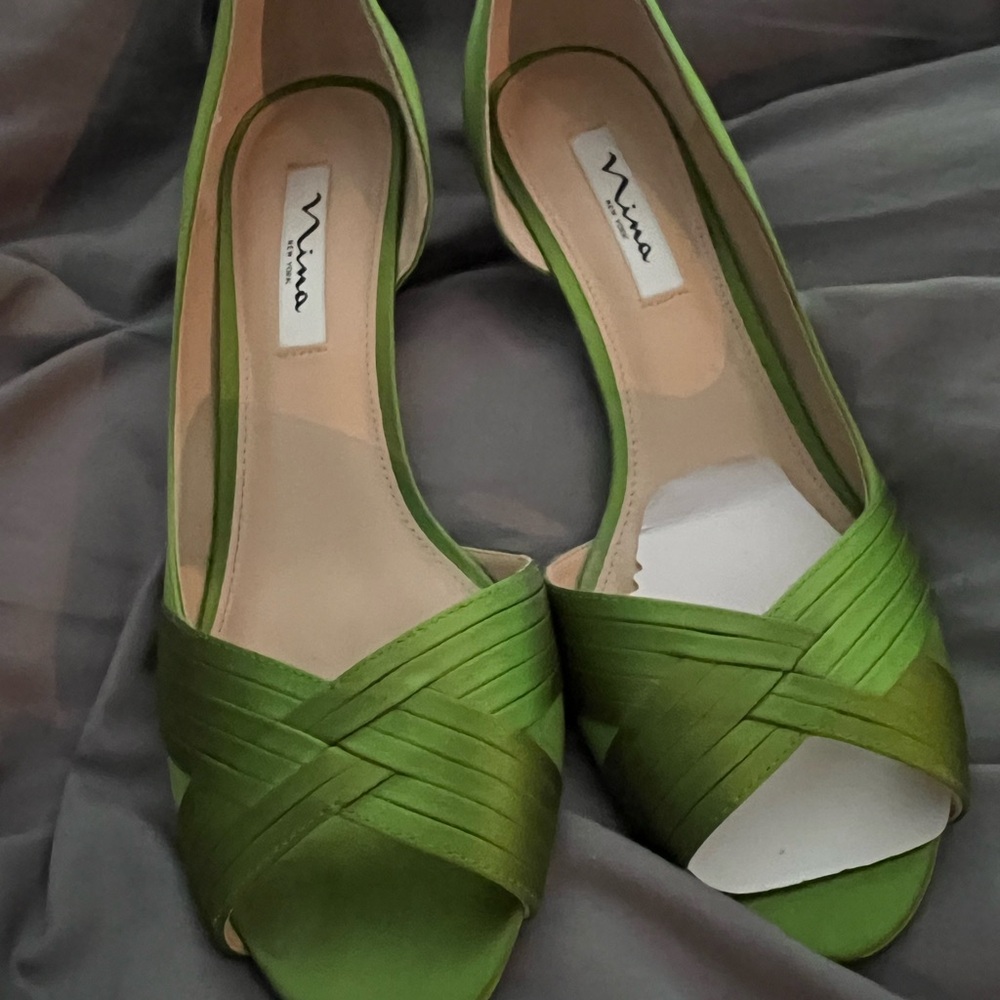 Candy Apple Green Crisscross Peep-Toe Heels